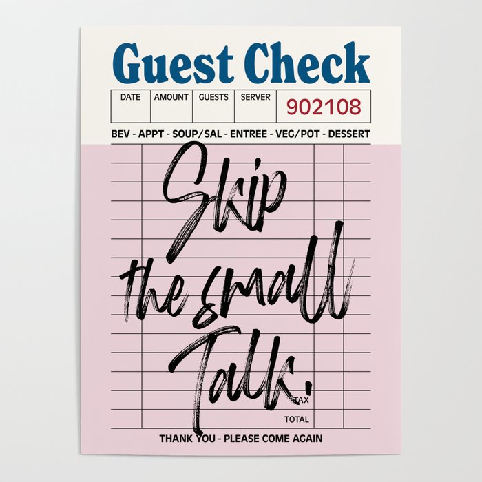 Skip the small talk - pink Poster Gallery Image 1