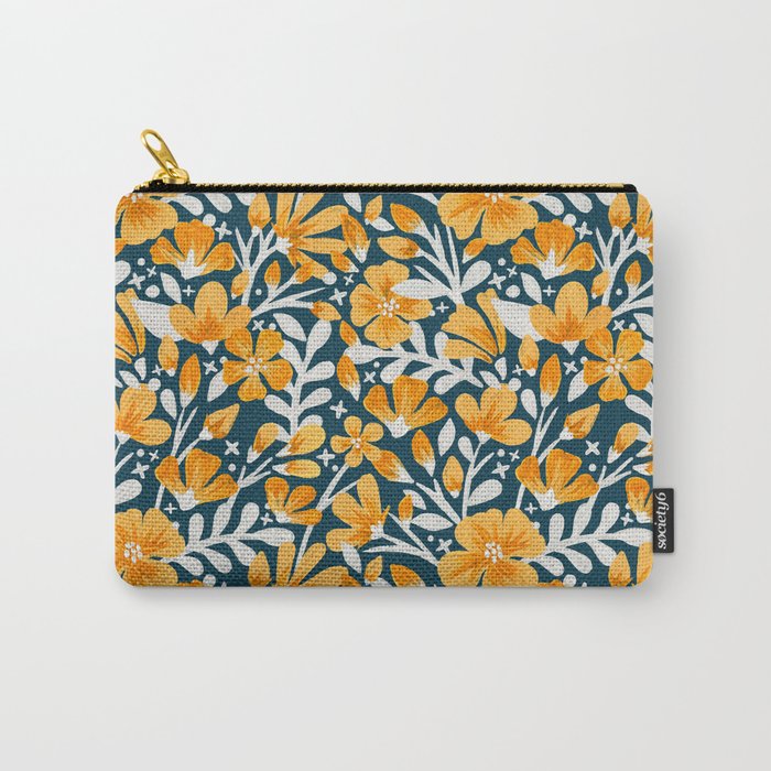 Blossom Pattern â Ochre & Teal Carry All Pouch Gallery Image 1