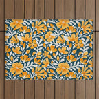 Blossom Pattern â Ochre & Teal Outdoor Rug Gallery Image 1