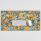 Blossom Pattern â Ochre & Teal Desk Mat Gallery Image 1