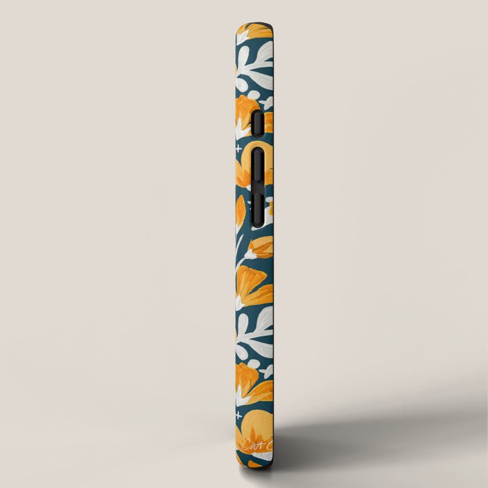 Blossom Pattern â Ochre & Teal iPhone Case Gallery Image 2