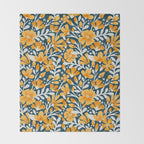 Blossom Pattern â Ochre & Teal Throw Blanket Gallery Image 2