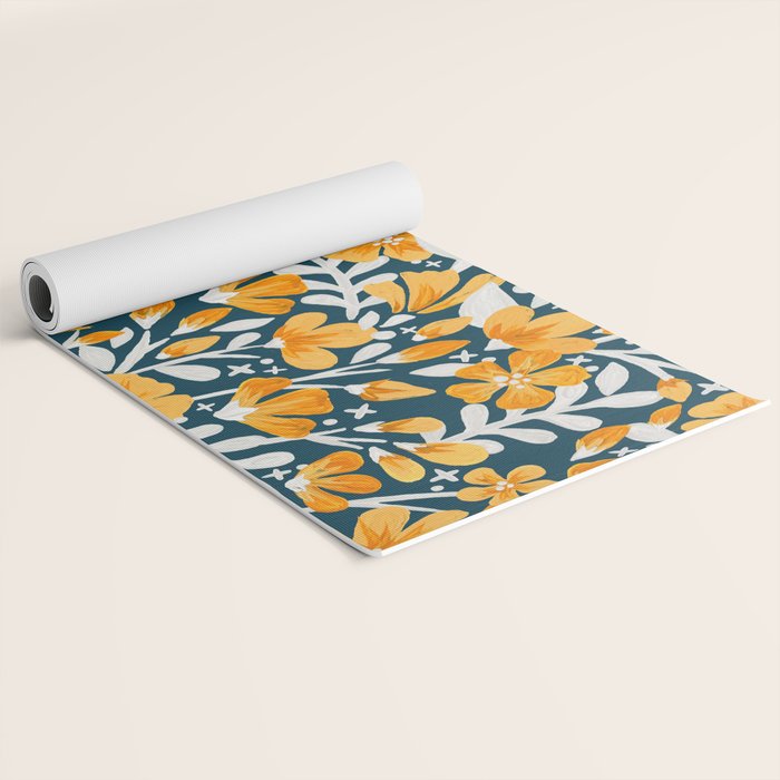 Blossom Pattern â Ochre & Teal Yoga Mat Gallery Image 2