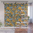 Blossom Pattern â Ochre & Teal Wall Mural Gallery Image 1