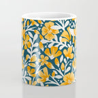 Blossom Pattern â Ochre & Teal Coffee Mug Gallery Image 4