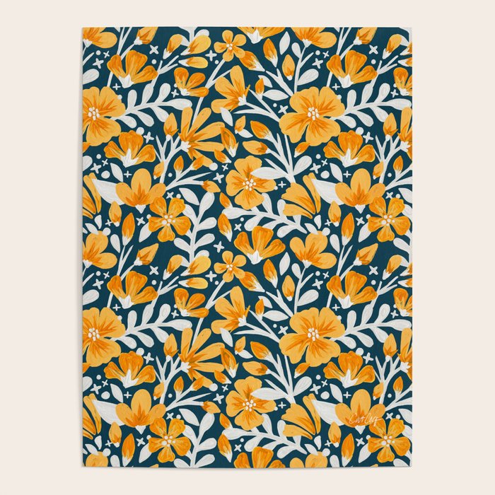 Blossom Pattern â Ochre & Teal Poster Gallery Image 4