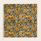 Blossom Pattern â Ochre & Teal Wood Wall Art Gallery Image 1