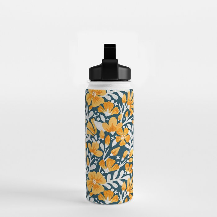 Blossom Pattern â Ochre & Teal Water Bottle Gallery Image 2