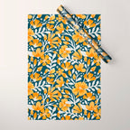 Blossom Pattern â Ochre & Teal Wrapping Paper Gallery Image 1