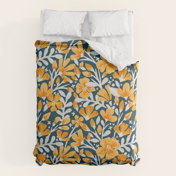 Blossom Pattern â Ochre & Teal Comforter Gallery Image 6
