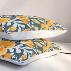 Blossom Pattern â Ochre & Teal Pillow Sham Gallery Image 3
