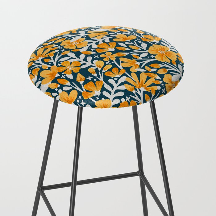 Blossom Pattern â Ochre & Teal Stool Gallery Image 2