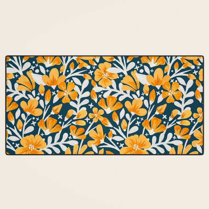 Blossom Pattern â Ochre & Teal Desk Mat Gallery Image 3