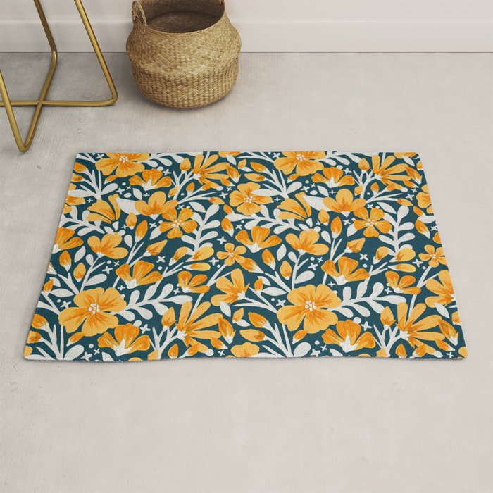 Blossom Pattern â Ochre & Teal Rug Gallery Image 1