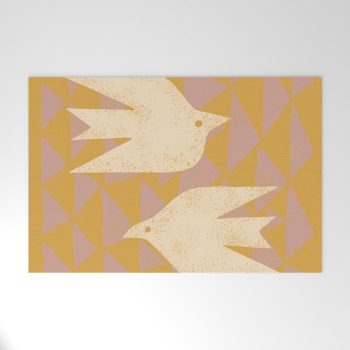 Doves In Flight (Yellow) Welcome Mat Gallery Image 1