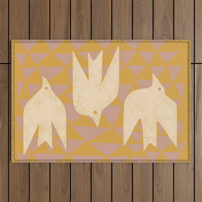 Doves In Flight (Yellow) Outdoor Rug Gallery Image 1
