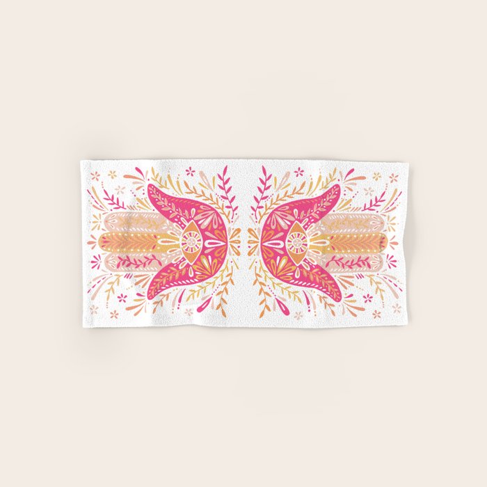 Hamsa Hand â Pink & Peach Palette Bath Towel Gallery Image 1