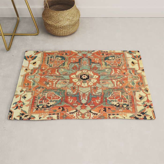 Heriz Vintage Persian Tribal Rug Print Rug Gallery Image 1