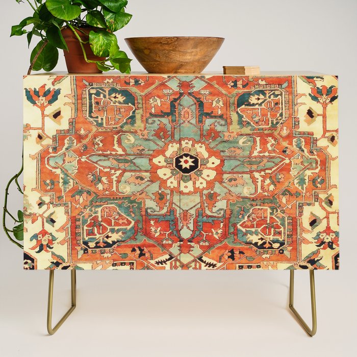 Heriz Vintage Persian Tribal Rug Print Credenza Gallery Image 1