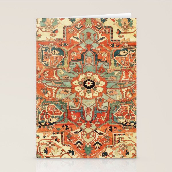 Heriz Vintage Persian Tribal Rug Print Stationery Card Gallery Image 1