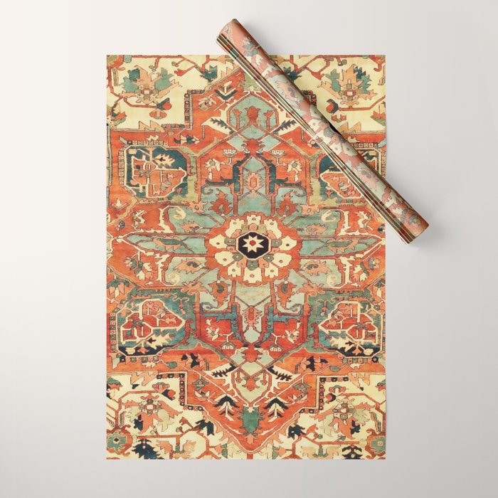 Heriz Vintage Persian Tribal Rug Print Wrapping Paper Gallery Image 1