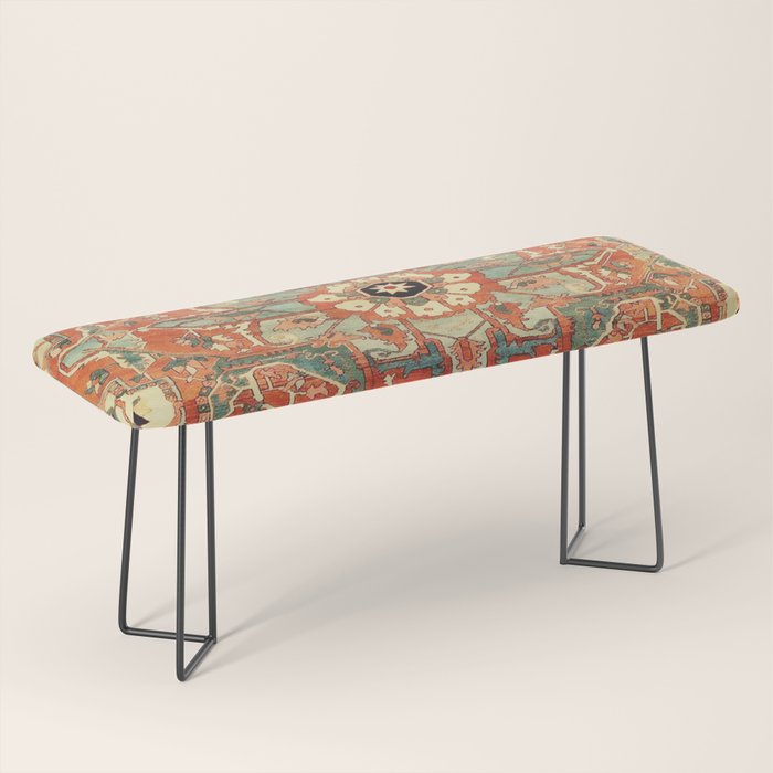 Heriz Vintage Persian Tribal Rug Print Bench Gallery Image 1