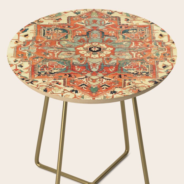 Heriz Vintage Persian Tribal Rug Print Side Table Gallery Image 2