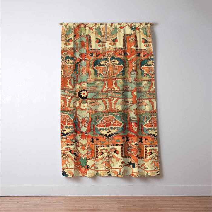 Heriz Vintage Persian Tribal Rug Print Window Curtain Gallery Image 3