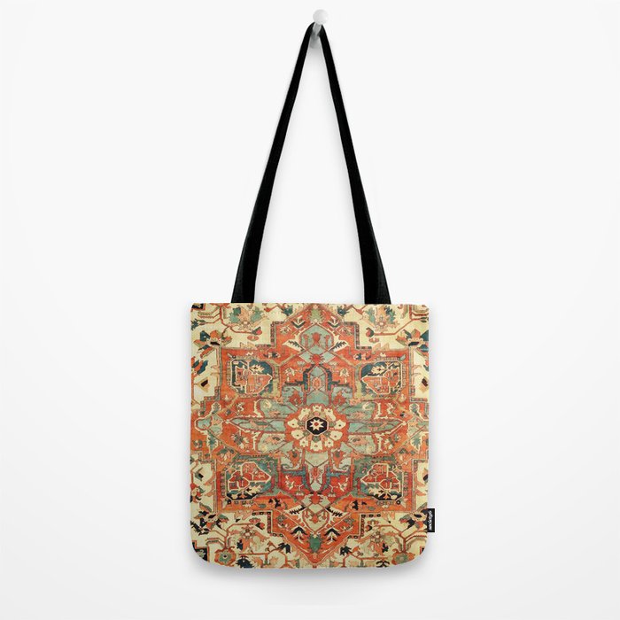 Heriz Vintage Persian Tribal Rug Print Tote Bag Gallery Image 2