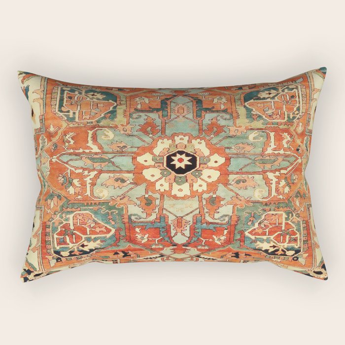 Heriz Vintage Persian Tribal Rug Print Rectangular Pillow Gallery Image 1