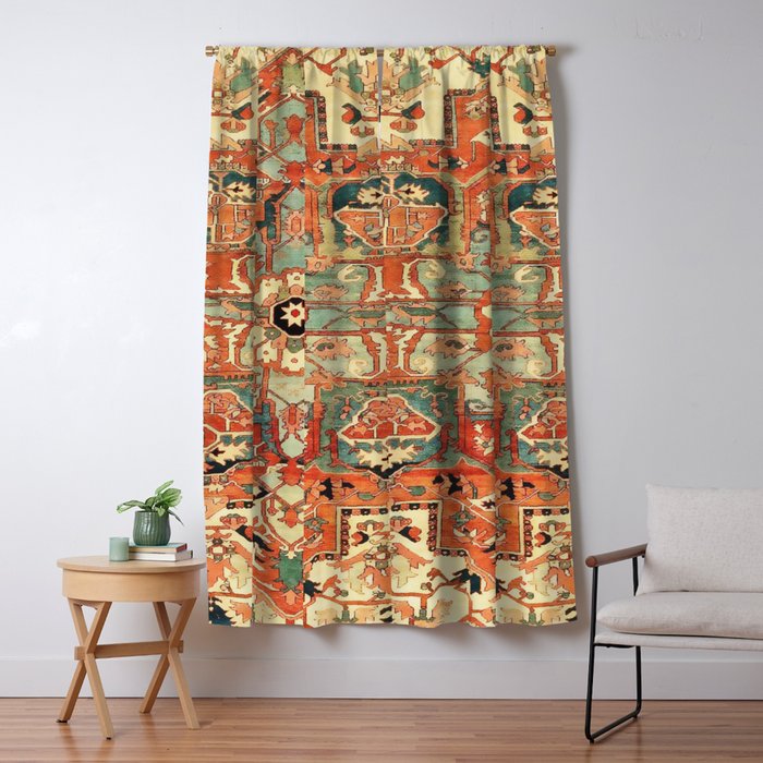 Heriz Vintage Persian Tribal Rug Print Window Curtain Gallery Image 5