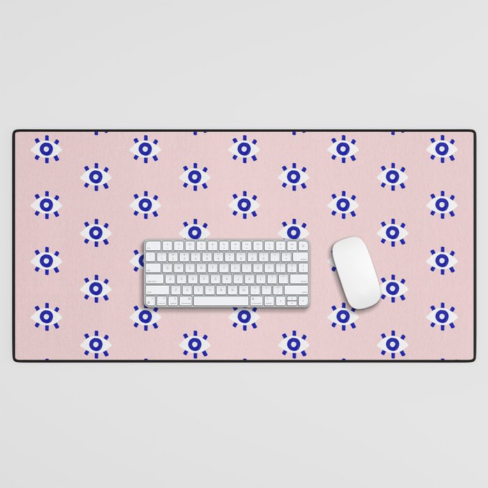 Evil Eye Dots - Navy & Blush Palette Desk Mat Gallery Image 1
