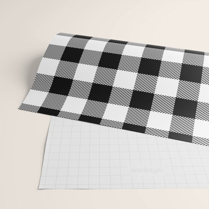 Black and White Buffalo Check Wrapping Paper Gallery Image 2