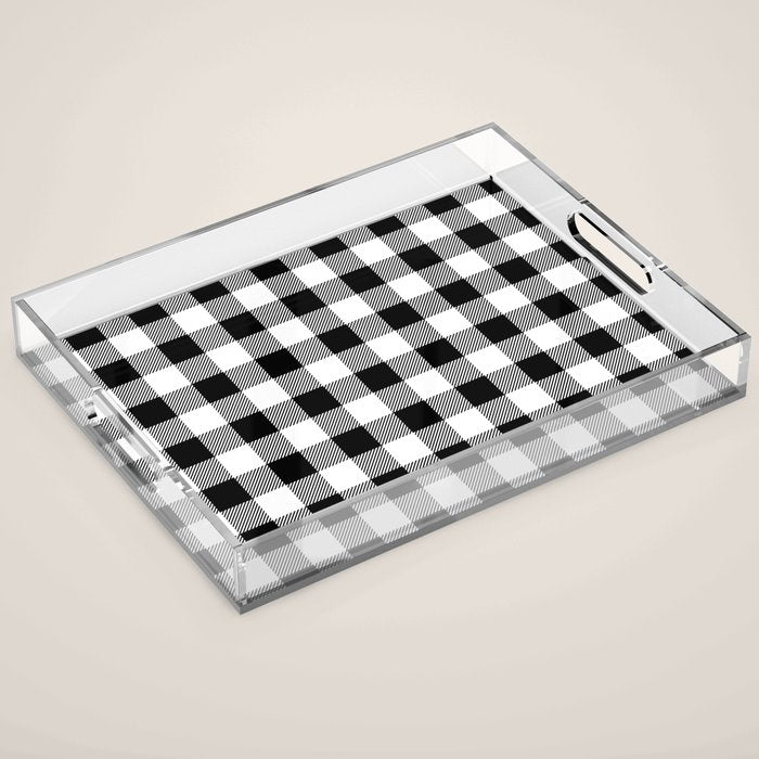 Black and White Buffalo Check Acrylic Tray Gallery Image 1