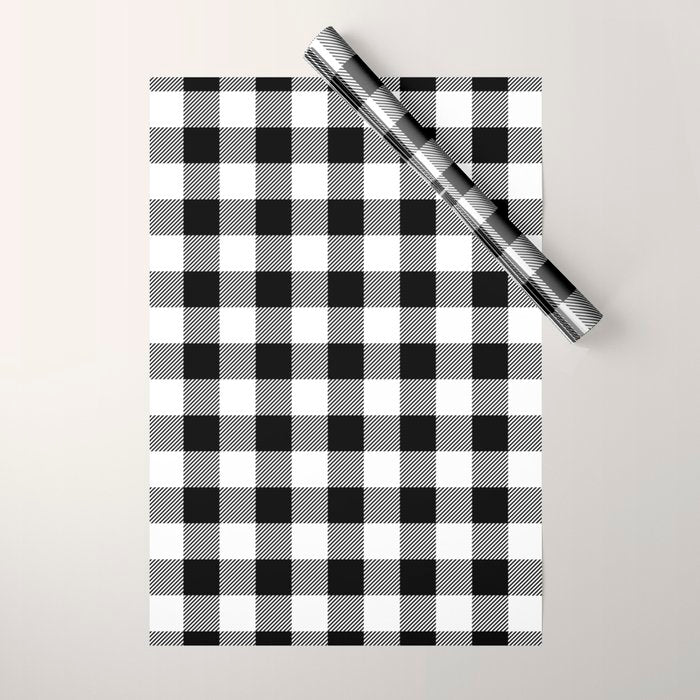 Black and White Buffalo Check Wrapping Paper Gallery Image 1
