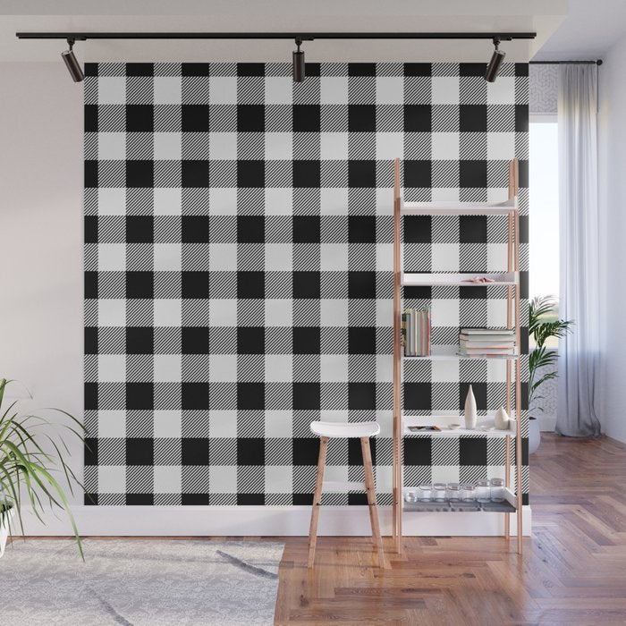 Black and White Buffalo Check Wall Mural Gallery Image 1