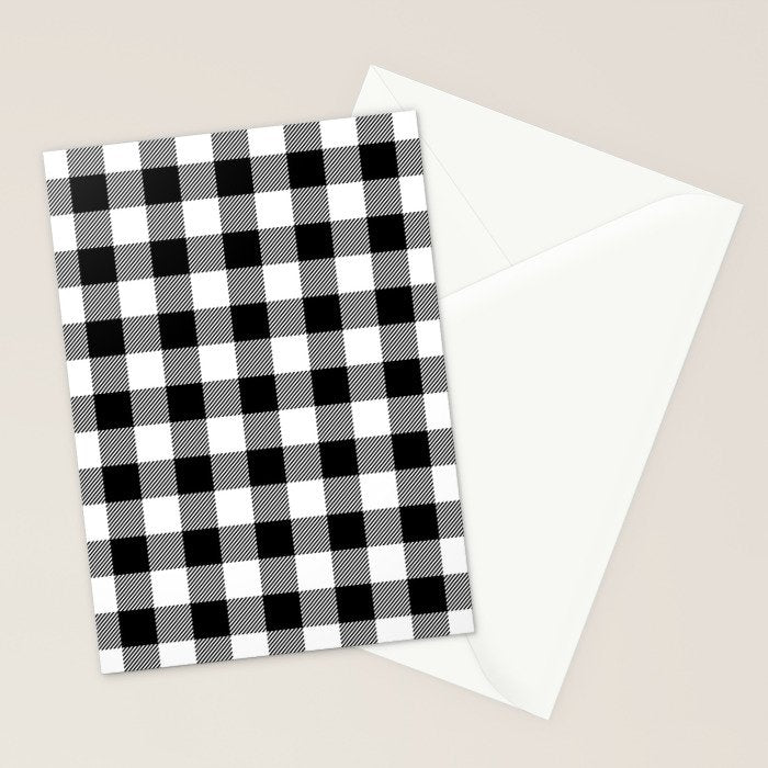 Black and White Buffalo Check Stationery Card Gallery Image 2