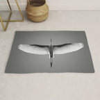 Wings of an Egret in Mid-flight black and white photography - black and white photographs Rug Gallery Image 1