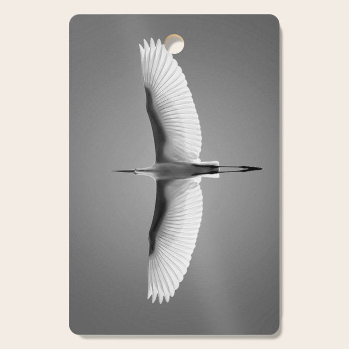 Wings of an Egret in Mid-flight black and white photography - black and white photographs Cutting Board Gallery Image 1