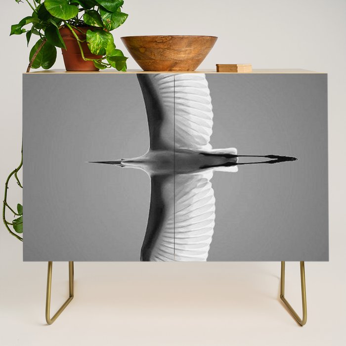 Wings of an Egret in Mid-flight black and white photography - black and white photographs Credenza Gallery Image 1