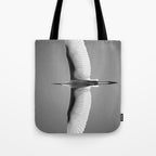 Wings of an Egret in Mid-flight black and white photography - black and white photographs Tote Bag Gallery Image 1