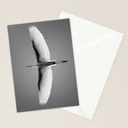 Wings of an Egret in Mid-flight black and white photography - black and white photographs Stationery Card Gallery Image 2