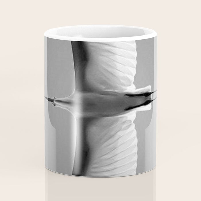 Wings of an Egret in Mid-flight black and white photography - black and white photographs Coffee Mug Gallery Image 4