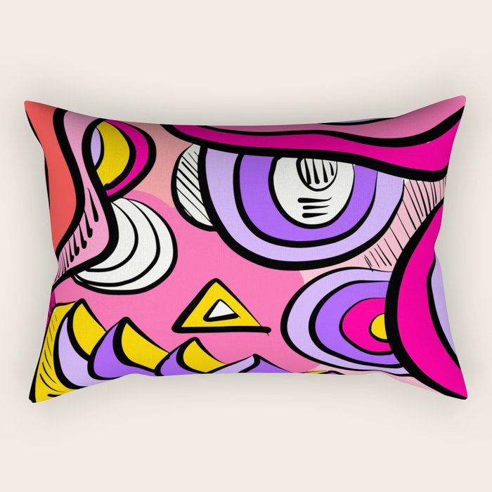 Colorful Abstract Pop Birds Pattern Rectangular Pillow Gallery Image 2