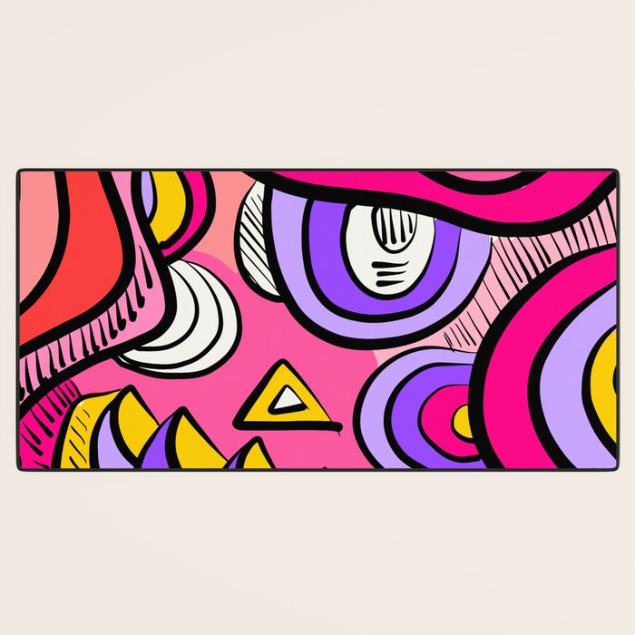 Colorful Abstract Pop Birds Pattern Desk Mat Gallery Image 3