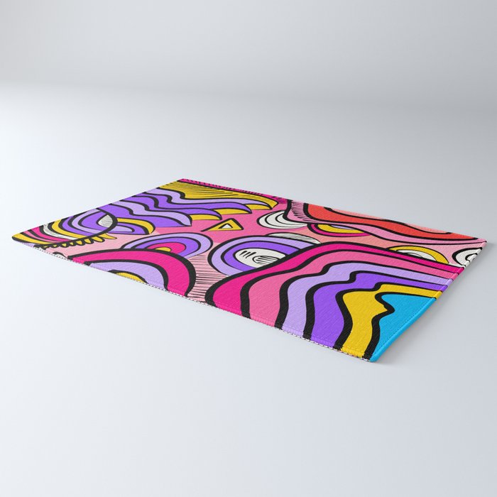Colorful Abstract Pop Birds Pattern Rug Gallery Image 3