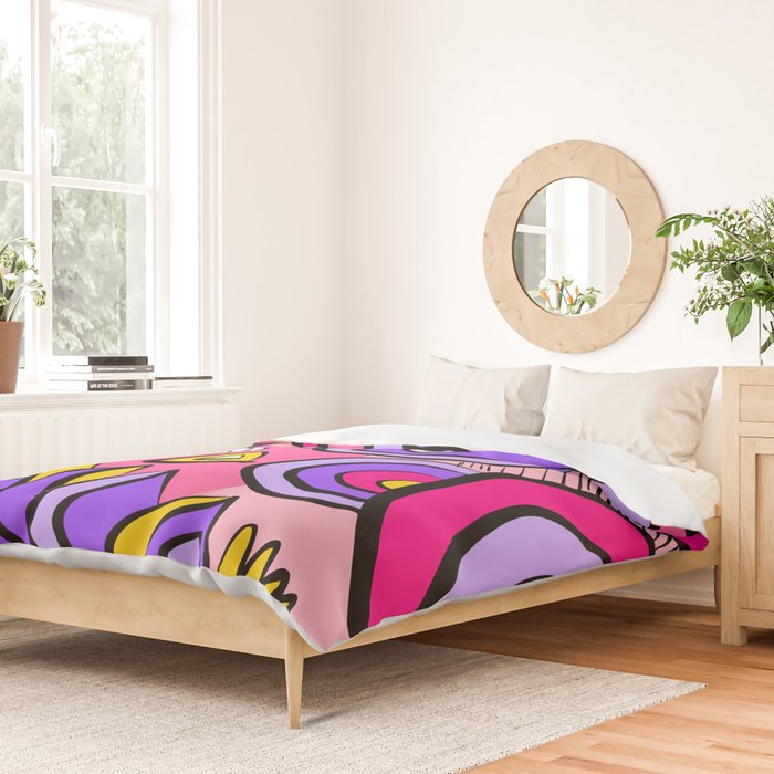 Colorful Abstract Pop Birds Pattern Duvet Cover Gallery Image 2