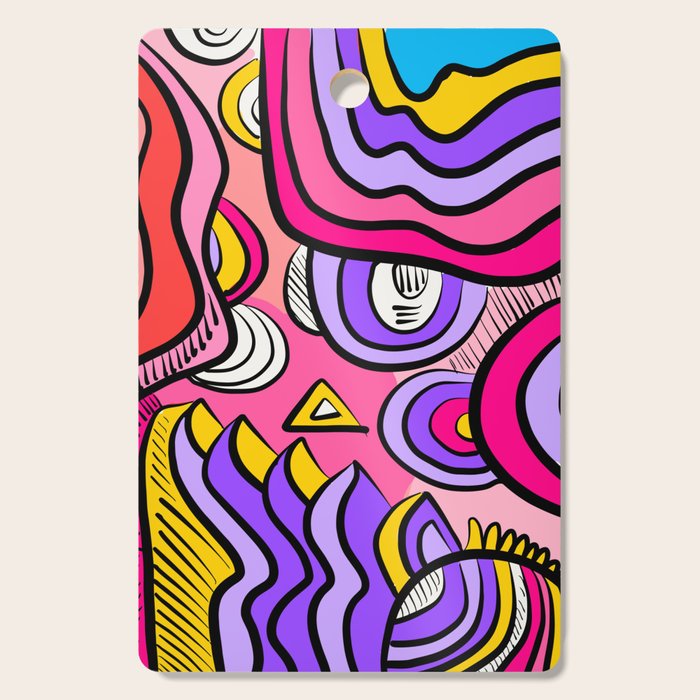 Colorful Abstract Pop Birds Pattern Cutting Board Gallery Image 1
