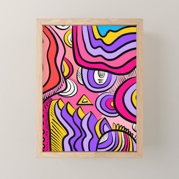 Colorful Abstract Pop Birds Pattern Mini Art Print Gallery Image 1