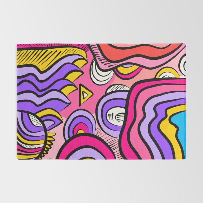 Colorful Abstract Pop Birds Pattern Rug Gallery Image 2